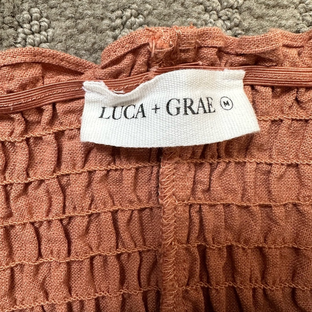 Luca + Grae Rust Ruched Mini Skirt - Size Medium - Picture 2 of 3